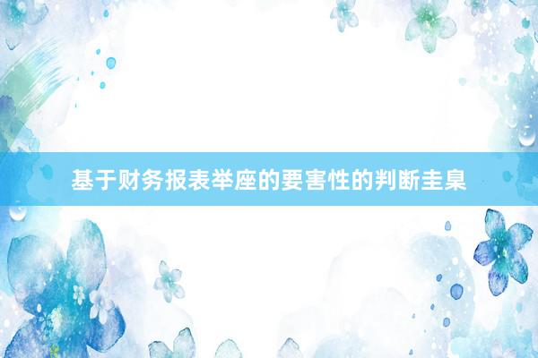 基于财务报表举座的要害性的判断圭臬